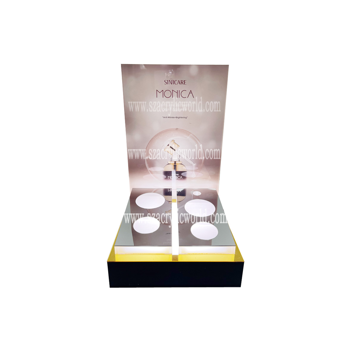 counter top perfume display with lights