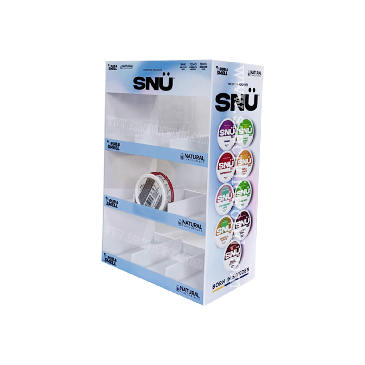 energy nicotine pouches display shelf