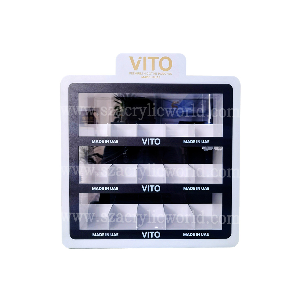 Nikótínpokasýningarstandur með ljósum