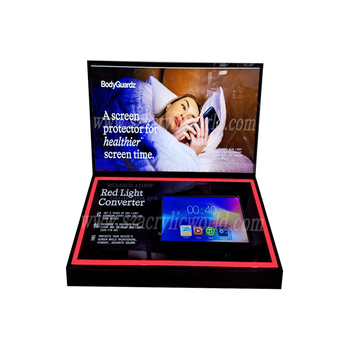 perfume display with LCD screen